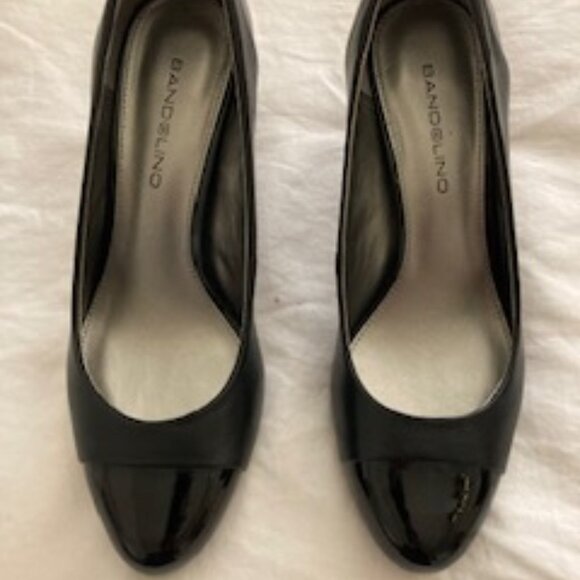 Bandolino BD7 Cunning Black Pumps Multi Leather with Patent Caps  Size 8.5 - Picture 4 of 9